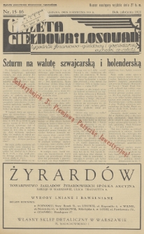 Gazeta Giełdowa i Losowań : tygodnik finansowo-giełdowy i gospodarczy. 1935, nr 15-16