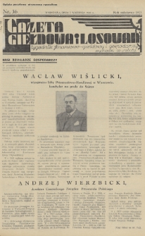 Gazeta Giełdowa i Losowań : tygodnik finansowo-giełdowy i gospodarczy. 1935, nr 36