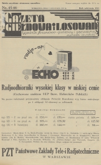 Gazeta Giełdowa i Losowań : tygodnik finansowo-giełdowy i gospodarczy. 1935, nr 45-46