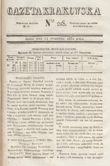 Gazeta Krakowska. 1831, nr 218