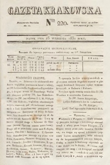 Gazeta Krakowska. 1831, nr 220