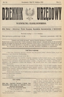 Dziennik Urzędowy Województwa Stanisławowskiego. 1922, nr 20