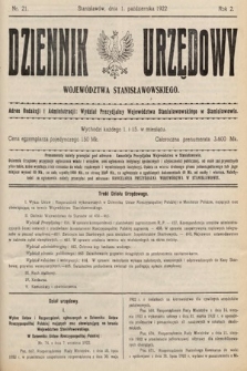 Dziennik Urzędowy Województwa Stanisławowskiego. 1922, nr 21