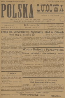 Polska Ludowa : gazeta polityczna, społeczna i gospodarcza : organ Polskiego Centrum Katolicko-Ludowego. R.3, 1929, no 1