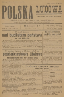 Polska Ludowa : gazeta polityczna, społeczna i gospodarcza : organ Polskiego Centrum Katolicko-Ludowego. R.3, 1929, no 7