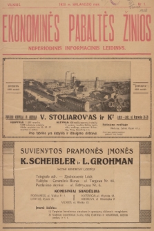 Ekonominės Pabaltės Žinios : neperiodinis informacinis leidinys. 1928, nr 1