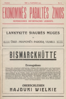Ekonominės Pabaltės Žinios : neperiodinis informacinis leidinys. 1928, nr 2
