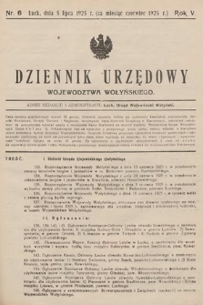 Dziennik Urzędowy Województwa Wołyńskiego. R. 5, 1925/1926, nr 6