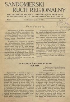 Sandomierski Ruch Regionalny : biuletyn informacyjny i instrukcyjny Powsz[echnego] Uniw[ersytetu] Regjonalnego im. St[anisława] Konarskiego Zw[iązku] Pol[skiego] Naucz[ycielstwa]. 1931, nr 1