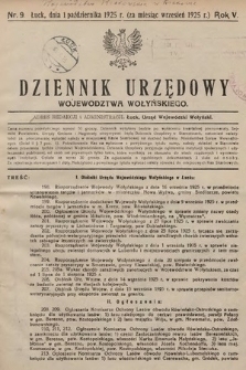 Dziennik Urzędowy Województwa Wołyńskiego. R. 5, 1925/1926, nr 9