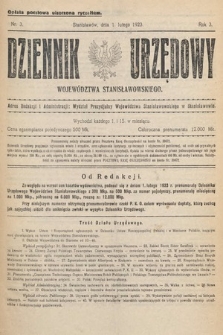 Dziennik Urzędowy Województwa Stanisławowskiego. 1923, nr 3