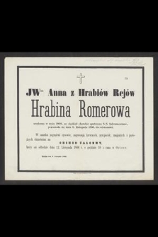 JWna Anna z hrabiów Rejów hrabina Romerowa urodzona w roku 1800 [...] przeniosła się dnia 8. listopada 1866. do wieczności [...] : Ocieka dnia 9. listopada 1866