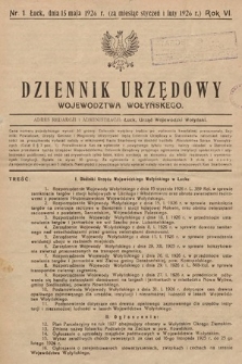 Dziennik Urzędowy Województwa Wołyńskiego. R. 6, 1926/1927, nr 1