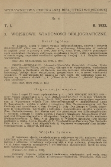 Wojskowe Wiadomości Bibljograficzne. 1923, T.1, [nr] 3