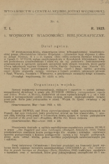 Wojskowe Wiadomości Bibljograficzne. 1923, T.1, [nr] 4