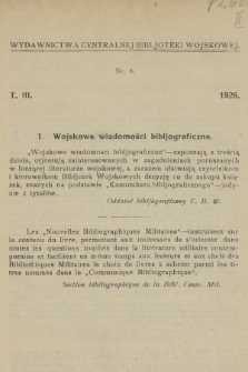 Wojskowe Wiadomości Bibljograficzne. 1926, T.3, [nr] 1