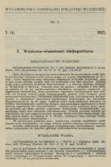 Wojskowe Wiadomości Bibljograficzne. 1927, T.4, [nr] 3