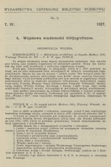 Wojskowe Wiadomości Bibljograficzne. 1927, T.4, [nr] 4