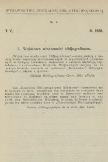 Wojskowe Wiadomości Bibljograficzne. 1928, T.5, [nr] 1