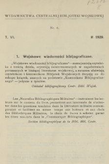 Wojskowe Wiadomości Bibljograficzne. 1929, T.6, [nr] 1