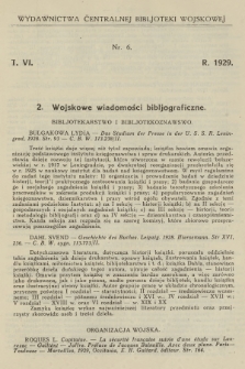 Wojskowe Wiadomości Bibljograficzne. 1929, T.6, [nr] 2