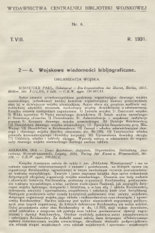 Wojskowe Wiadomości Bibljograficzne. 1931, T.8, [nr] 2