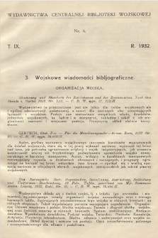 Wojskowe Wiadomości Bibljograficzne. 1932, T.9, [nr] 3