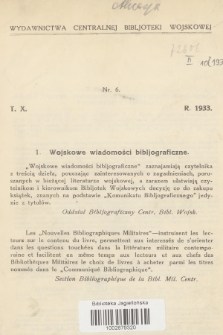Wojskowe Wiadomości Bibljograficzne. 1933, T.10, [nr] 1