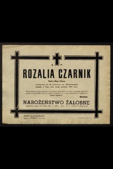 Ś. P. Rozalia Czarnik [...] zasnęła w Panu dnia 30-go grudnia 1959 roku [...]