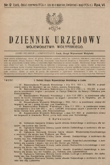 Dziennik Urzędowy Województwa Wołyńskiego. R. 6, 1926/1927, nr 2