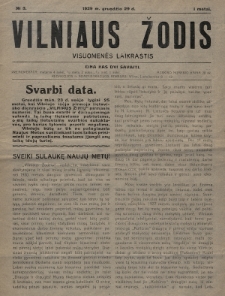Vilniaus Žodis : visuomenės laikraštis. 1929, nr 3