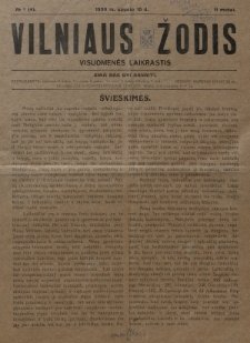 Vilniaus Žodis : visuomenės laikraštis. 1930, nr 1