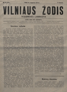 Vilniaus Žodis : visuomenės laikraštis. 1930, nr 16