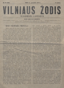 Vilniaus Žodis : visuomenės laikraštis. 1930, nr 21