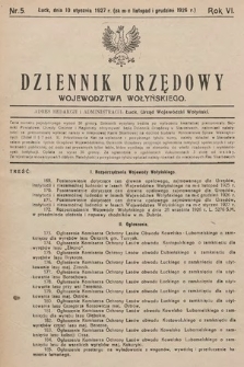 Dziennik Urzędowy Województwa Wołyńskiego. R. 6, 1926/1927, nr 5