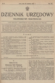 Dziennik Urzędowy Województwa Wołyńskiego. R. 7, 1927, nr 3