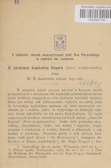 O działaniu fenacetinu Bayera (para-acetphenetidin)