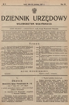 Dziennik Urzędowy Województwa Wołyńskiego. R. 7, 1927, nr 5