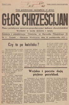 Głos Chrześcijan : pismo poświęcone sprawom gospodarczym i kulturze chrześcijańskiej. R.2, 1937, nr 3