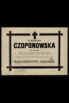 Eleonora Czoponowska emer. nauczycielka [...] zasnęła w Panu dnia 2 marca 1959 roku [...]