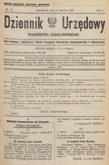 Dziennik Urzędowy Województwa Stanisławowskiego. 1923, nr 18