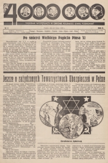 4000000 : tygodnik wystepujący w obronie polskiego stanu posiadania. R. 2, 1939, nr 4