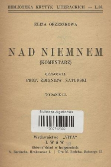 Eliza Orzeszkowa : Nad Niemnem : (komentarz)