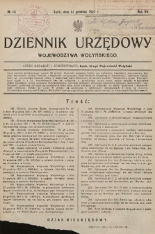 Dziennik Urzędowy Województwa Wołyńskiego. R. 7, 1927, nr 13
