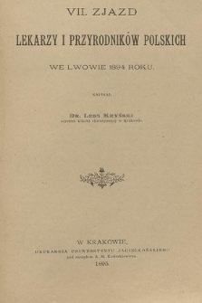 VII. Zjazd Lekarzy i Przyrodników we Lwowie 1894 roku