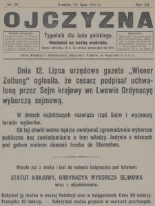 Ojczyzna : tygodnik dla ludu polskiego. 1914, nr 29