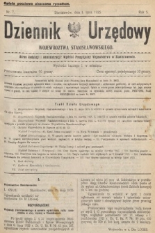 Dziennik Urzędowy Województwa Stanisławowskiego. 1925, nr 7