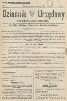 Dziennik Urzędowy Województwa Stanisławowskiego. 1926, nr 1