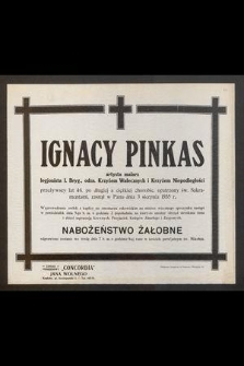 Ignacy Pinkas artysta malarz [...] zasnął w Panu dnia 3 sierpnia 1935 r. [...]