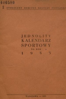 Jednolity Kalendarz Sportowy na Rok 1953